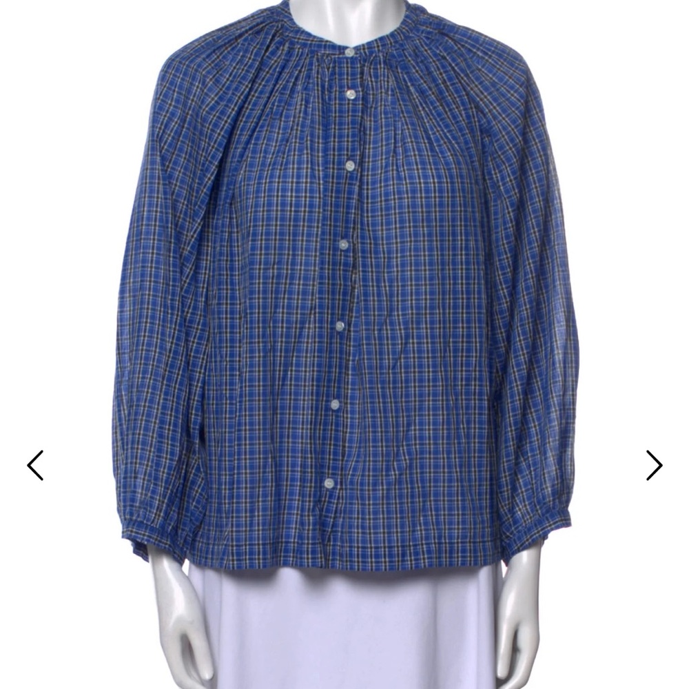 Doen Blue Plaid Blouse
